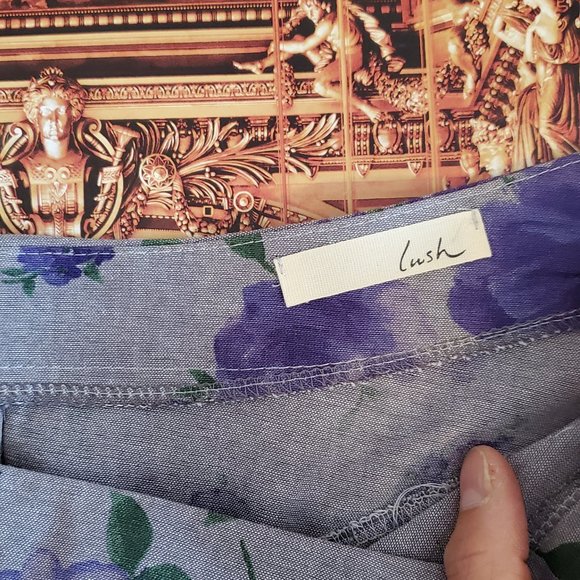 Lush Grey/Purple Floral Mini Skirt (Made in USA) - Picture 4 of 6